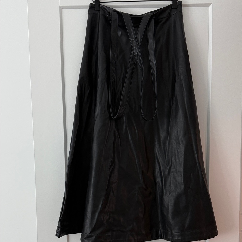 Anthropologie Black A-Line Skirt with Tie Detail